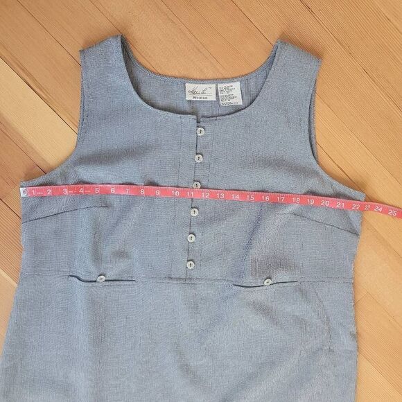 Vintage‎ 90s sleeveless tank dress houndstooth print button front - Picture 7 of 8